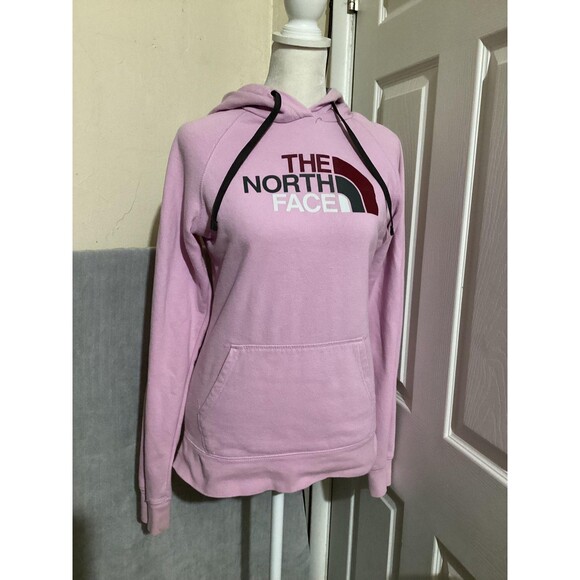 The North Face Hoodie Womens Small Pink Half Dome Logo Pullover Kangaroo Pocket - Picture 1 of 6
